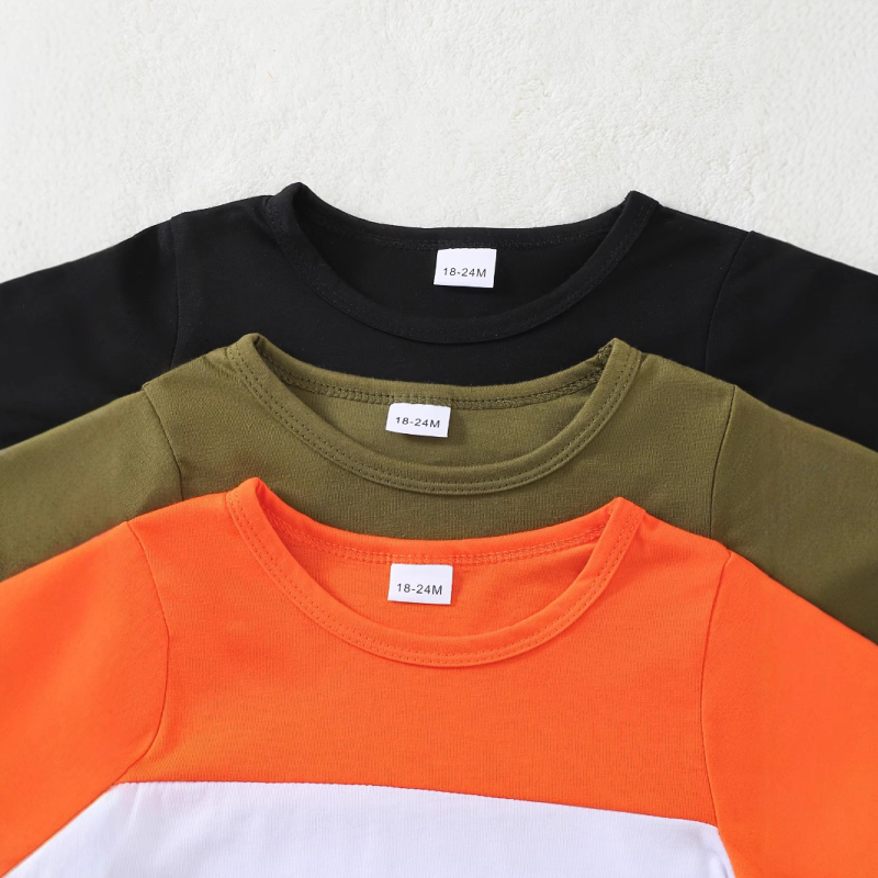 Šesterodijelni tinejdžerski pulover s okruglim izrezom i kontrastnim šavovima za dječake, dugim rukavima, utiskivanjem struka, utiskivanjem slova, ležernim hlačama za proljeće