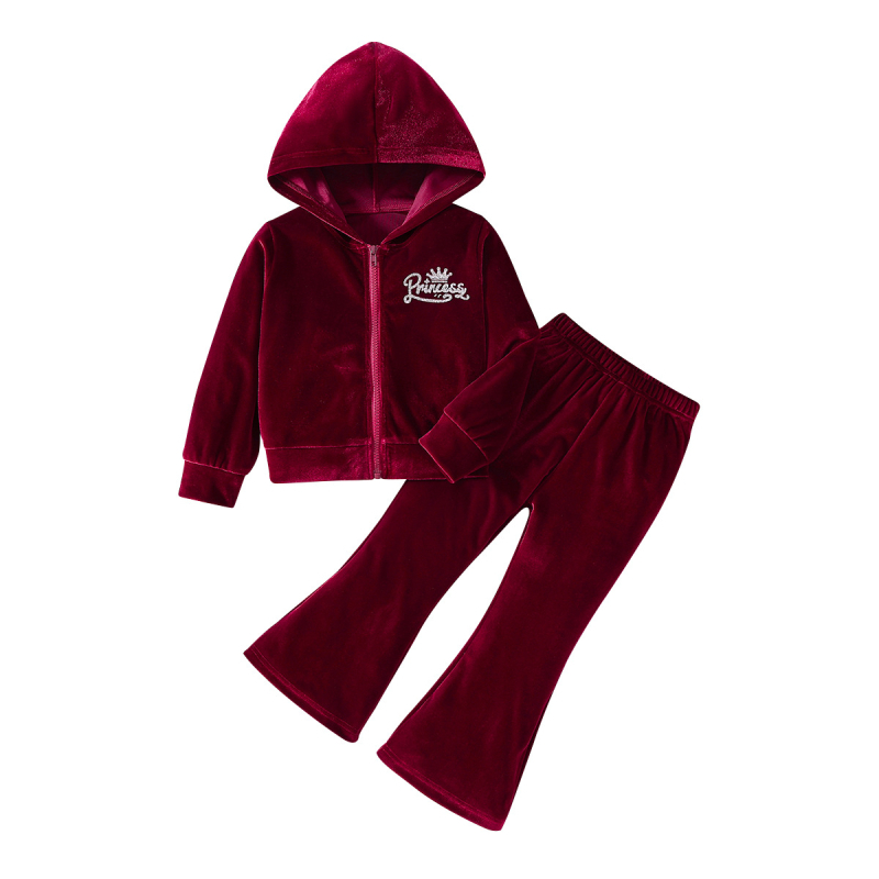 Dievčenské jednofarebné kórejské zamatové písmeno bronzujúce remeselné krátke bundy s kapucňou a zipsom, mikro nohavice, módny oblek