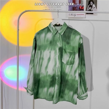 Batikované tričko s dlhým rukávom v štýle Harajuku, trendy, voľné tričko, pánske jesenné, univerzálne, kórejské, štýlové, Duffy, pekná ležérna bunda