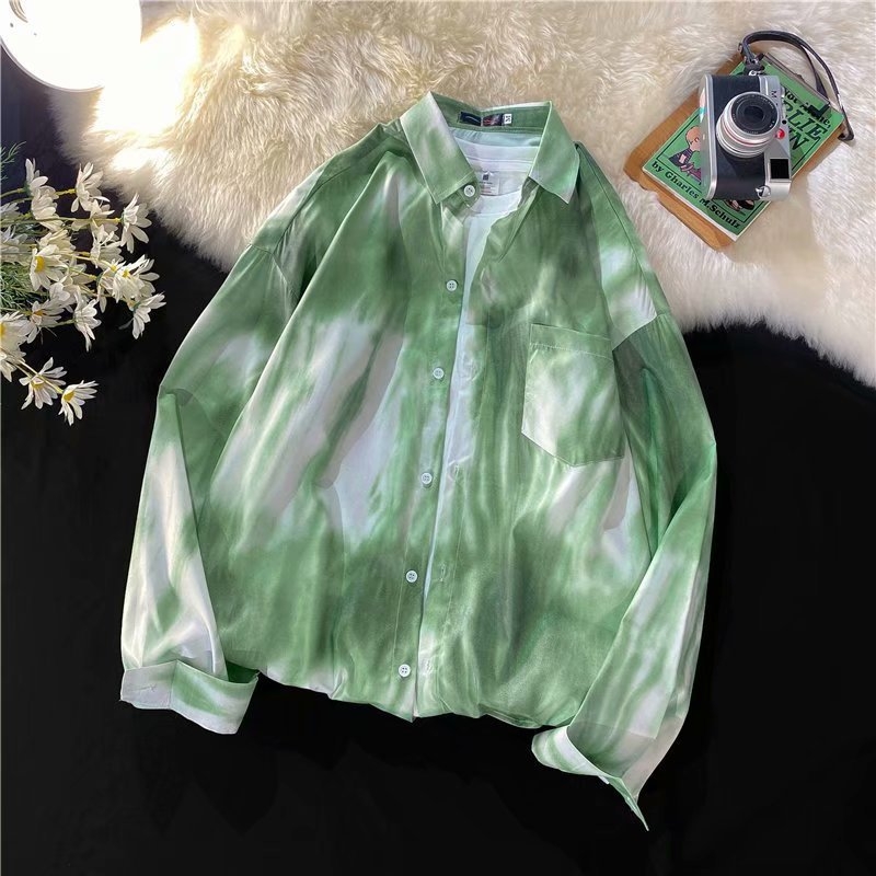 Batikované tričko s dlhým rukávom v štýle Harajuku, trendy, voľné tričko, pánske jesenné, univerzálne, kórejské, štýlové, Duffy, pekná ležérna bunda