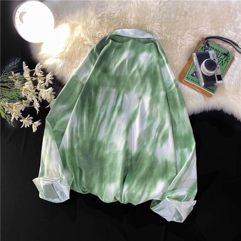 Batikované tričko s dlhým rukávom v štýle Harajuku, trendy, voľné tričko, pánske jesenné, univerzálne, kórejské, štýlové, Duffy, pekná ležérna bunda