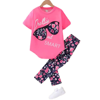 Παιδικό καλοκαιρινό κοστούμι για κορίτσια σε δυτικό στυλ, κορεάτικο στυλ 2024, νέο μπλουζάκι με κοντομάνικο μανίκι για αγόρια, σετ δύο τεμαχίων για μωρά