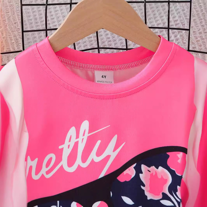 Detský letný dievčenský kostým v západnom štýle v kórejskom štýle 2024, nové chlapčenské tričko s krátkym rukávom, dvojdielna súprava pre bábätká