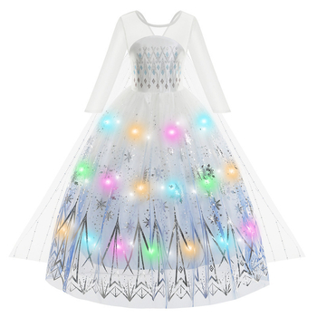 Cezhraničný zahraničný obchod Detské princeznovské šaty Ľadové kráľovstvo Svetelné šaty princeznej Aisha Dievčenské šaty Kabát