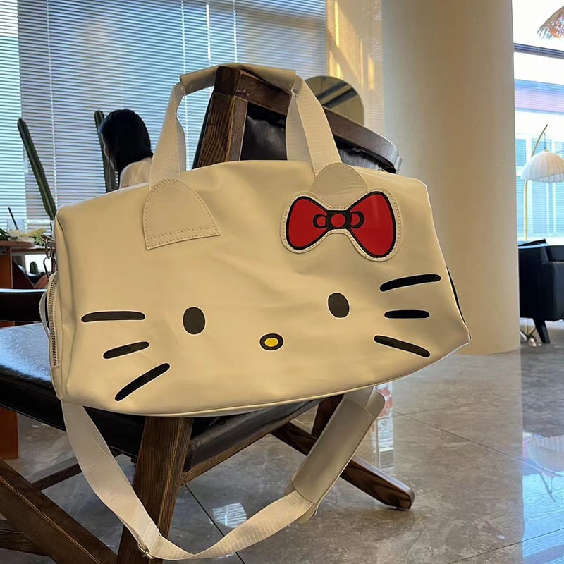 Чанта HelloKitty Cartoon Cute Big Bag с панделка през рамо, преносима, за фитнес, чанта през рамо