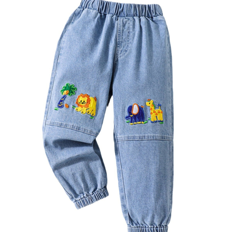 Detské letné oblečenie, nové džínsové vyšívané nohavice