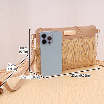 Didmeninė prekyba gamykloje, paprastos atmosferos austa maža kvadratinė rankinė pavasariui ir vasarai, nauja rankinė moterims, nešiojama ant grandinėlės, nešiojama per petį mobiliojo telefono rankinė