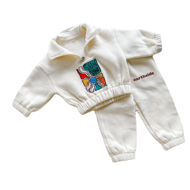 Zimska dječja majica u korejskom stilu za dječake i djevojčice, dvodijelni set pulovera s printom od flisa i patentnim zatvaračem