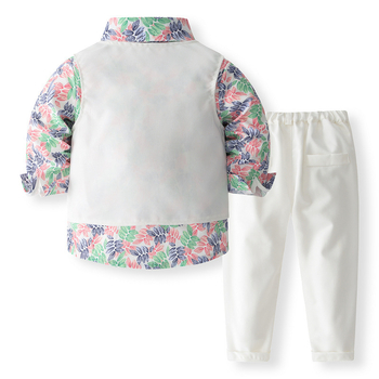 Κοστούμι για άνδρες σε γαμήλια εποχή για αγόρια, ανοιξιάτικο, νέο τυπωμένο πουκάμισο, γιλέκο, παντελόνι, φόρεμα ενός έτους