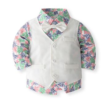 Κοστούμι για άνδρες σε γαμήλια εποχή για αγόρια, ανοιξιάτικο, νέο τυπωμένο πουκάμισο, γιλέκο, παντελόνι, φόρεμα ενός έτους