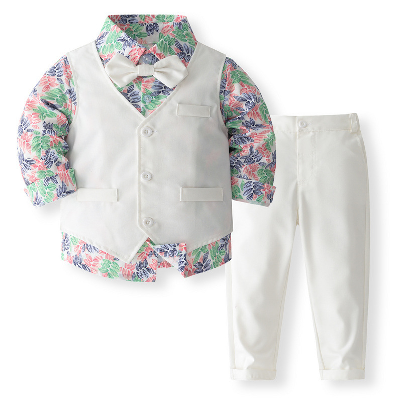 Vjenčanja za dječake, muško odijelo, proljetno novo odijelo s printom, košulja, prsluk, hlače, odijelo za jednogodišnjake