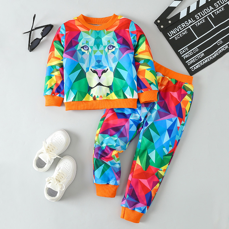 Chlapčenský sveterový oblek so zahraničným obchodom, detský jesenný nový malý a stredný detský odev, módny detský športový a voľný čas, dvojdielny oblek