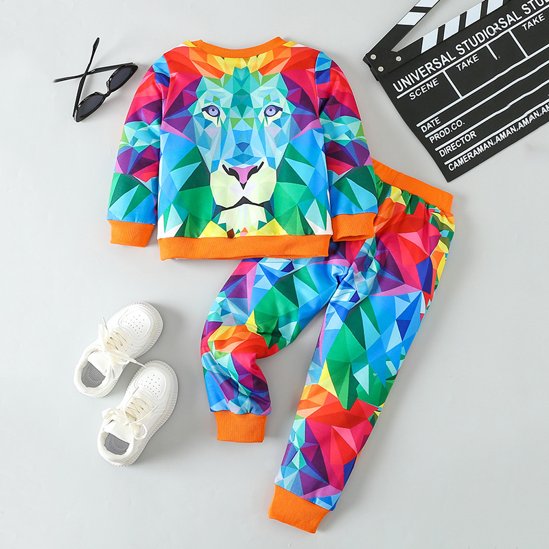 Chlapčenský sveterový oblek so zahraničným obchodom, detský jesenný nový malý a stredný detský odev, módny detský športový a voľný čas, dvojdielny oblek