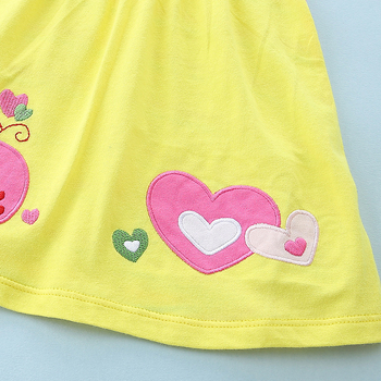 Φούστα πριγκίπισσας για κορίτσια, Κίτρινη στρογγυλή λαιμόκοψη, φόρεμα για κορίτσια, Μικρή χαριτωμένη φούστα, καλοκαιρινή φούστα πριγκίπισσας για μωρά