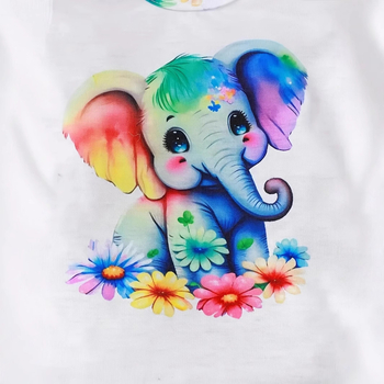 Διασυνοριακό INS Νεογέννητο Κορίτσι Καλοκαιρινό Χαριτωμένο Ελέφαντας με Κοντά Μανίκια και Τυλιχτό Σορτς Hart Tide