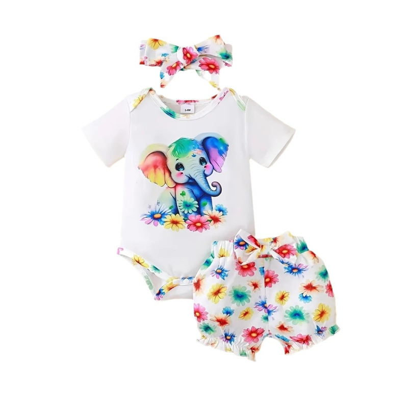 Prekogranične INS novorođenčad djevojčica Ljetne slatke kratke hlače s motivom slona, omotane jelenom, plima