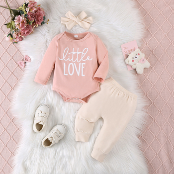 Dievčenský trojdielny overal s dlhým rukávom a potlačou písmen