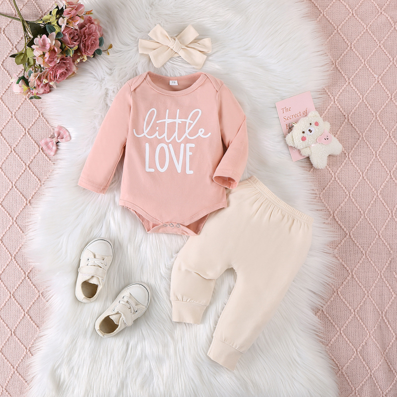 Dievčenský trojdielny overal s dlhým rukávom a potlačou písmen