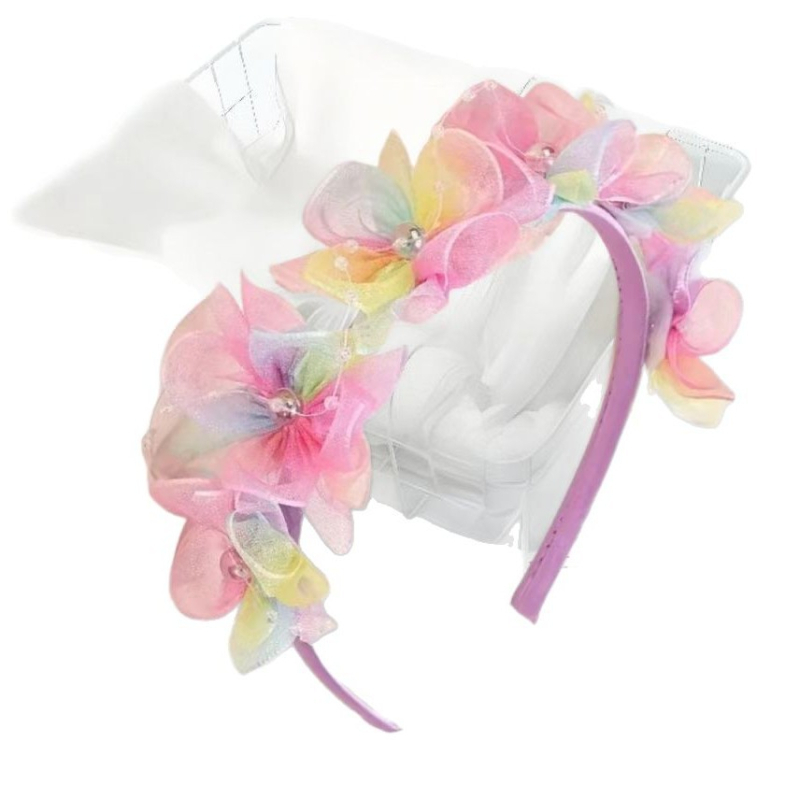 Europos ir Amerikos „Amazon“ vaikų vainikų plaukų lankelis, fėjų tinklelio, gėlių plaukų diržas, šiaurės rytų „Twist Yangko“ plaukų aksesuarai, nuotakos galvos apdangalai