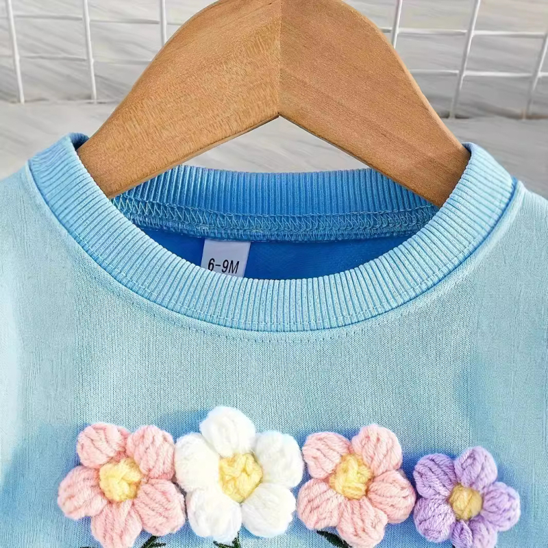 Rochie de primăvară și toamnă cu design floral, cu mânecă lungă și cusături, din plasă colorată, pentru bebeluși, INS transfrontalieră, pentru fetițe