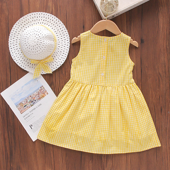Letné nové dievčenské šaty v kórejskom štýle, kockované detské šaty bez rukávov s trakmi 313245