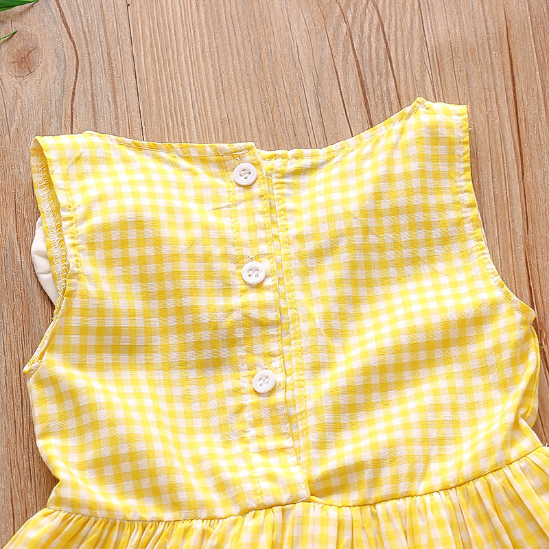 Letné nové dievčenské šaty v kórejskom štýle, kockované detské šaty bez rukávov s trakmi 313245