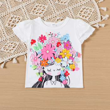 Παντελόνι με τυπωμένα σχέδια και πλισέ φαρδιά μπατζάκια για μωρά κορίτσια του 2025, σετ δύο τεμαχίων για παιδιά εξωτερικού εμπορίου