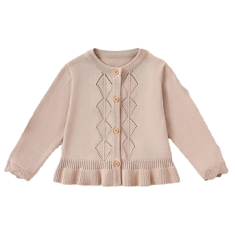 Baby Cool svileni kaki okrugli izrez top romb poluizrezan top s volanima pletenina prozračna