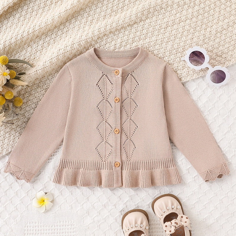 Baby Cool svileni kaki okrugli izrez top romb poluizrezan top s volanima pletenina prozračna