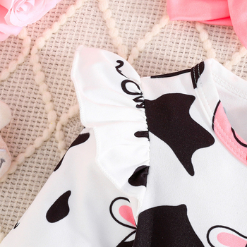 Νέο φόρεμα άνοιξης και φθινοπώρου με στρογγυλή λαιμόκοψη και μακριά μανίκια, φιόγκο, διπλό τρίψιμο, ψηφιακό τυπωμένο φόρεμα με αγελάδα