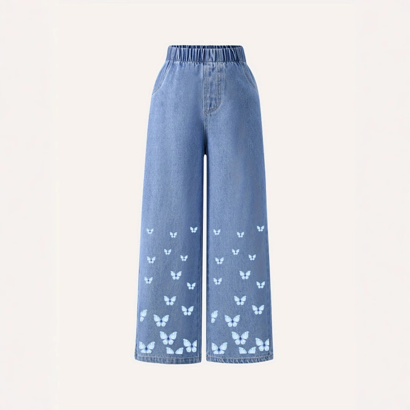 În stoc, pantaloni lungi noi de primăvară și vară, pantaloni din denim spălat, pantaloni drepți, lejer, blugi cu ștanțare la cald