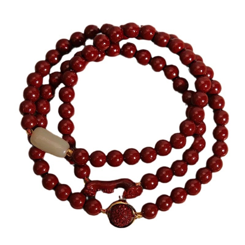 Didmeninė prekyba cinabaro spalvos Ruyi apyrankėmis, violetinės aukso spalvos, Ruyi laimingų karoliukų, daugiaapvalė apyrankė moterims, niša, gyvai, karšta