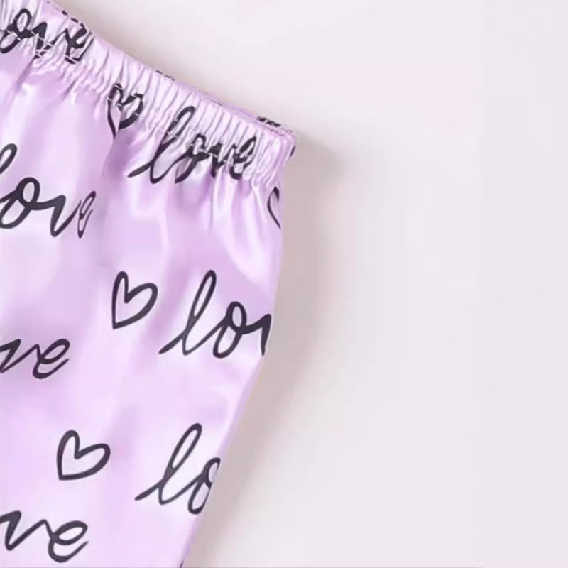 Tarpvalstybinė užsienio prekyba „Amazon“ vasarinė nauja mergaičių pižama kostiumas šviesiai violetinė meilės laiškų kardiganas mergaičių namų apranga