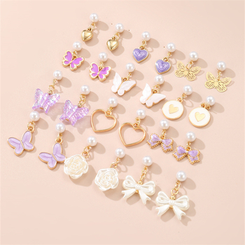 Magusalt tilkuv õli Armastuse liblikalehe ja lille ripats 12 paari kombineeritud ülikonnaga, piiriülesed Yue Shani laste uued kõrvarõngad