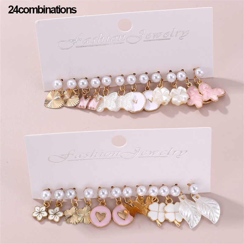 Saldžiai lašančio aliejaus meilės drugelio lapo gėlės pakabukas, 12 porų kombinezono, tinkantis skersiniams Yue Shan vaikiškiems naujiems auskarams