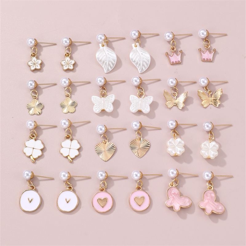 Saldžiai lašančio aliejaus meilės drugelio lapo gėlės pakabukas, 12 porų kombinezono, tinkantis skersiniams Yue Shan vaikiškiems naujiems auskarams