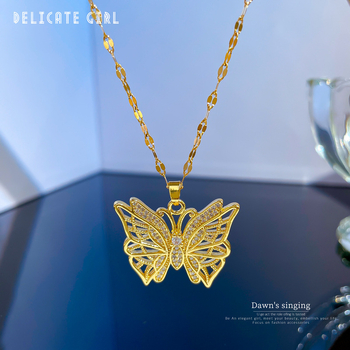 [Τιτάνιο Ατσάλι] Κολιέ Heavy Industry Hollow Butterfly με μικροένθετο αληθινό χρυσό, γυναικείες χάντρες μεταφοράς με κόκκινη αλυσίδα κλείδας στο Διαδίκτυο, αξεσουάρ