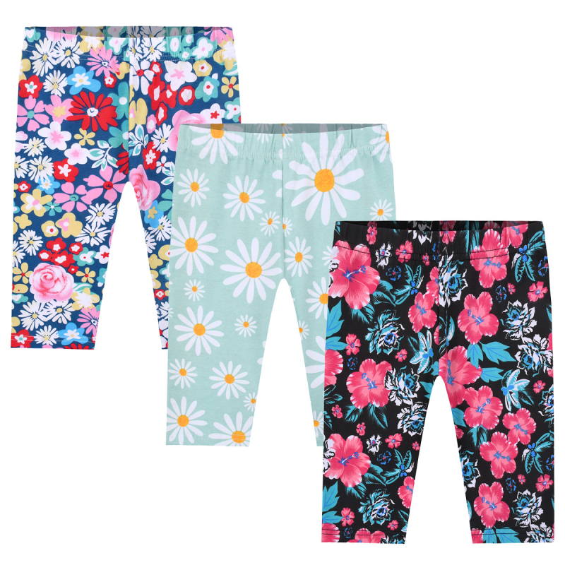 Cezhraničné nové detské oblečenie Malé a stredné detské dievčenské poklady Trojdielne zmiešané farby Univerzálne strečové 5-bodové legíny Slim fit bezpečnostné nohavice