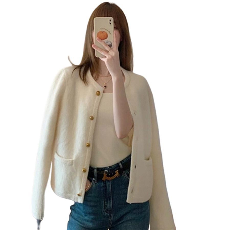 Elegantni tvid stil, moher džemper, ženski, popularni, rano proljeće 2024., novi pleteni kardigan, vanjski gornji dio