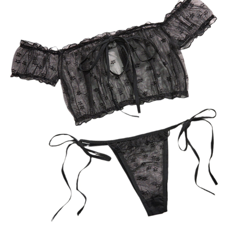 Amazoni populaarne Intimates võrgust lilledega seksikas Intimates Pure Desire pits-up lipsuga kaheosaline komplekt naistele