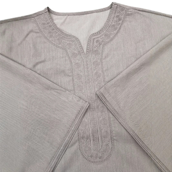 2025 Ново мъжко облекло от Близкия изток, трансгранично мюсюлманско, бродирано халат със среден ръкав, етнически стил, марокански халат