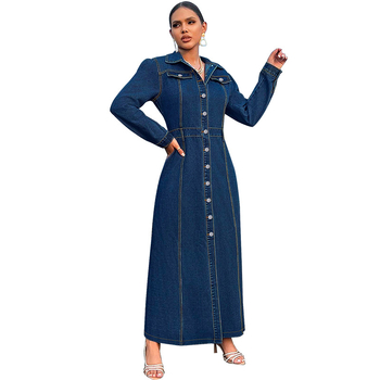 218627 Nova ženska haljina dugih rukava s kopčanjem, europska i američka moda, izravna prodaja iz tvornice