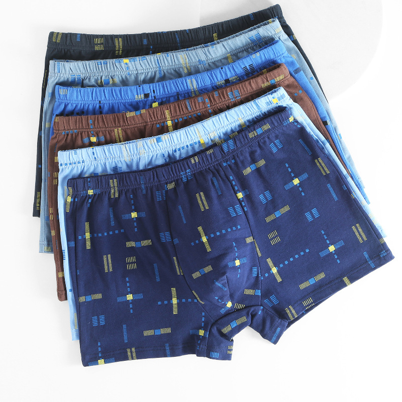 Vīriešu apakšveļas bokseršorti, elpojoši, sviedrus absorbējoši, kokvilnas bikses, pusmūža un vecāka gadagājuma cilvēkiem, brīvi, lieli, moderni, apdrukāti bokseršorti