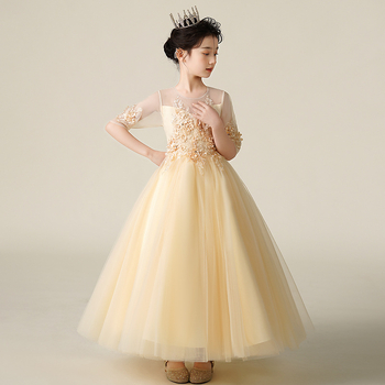 Dievčenské šaty Leto 2025 Nový štýl princeznovských tylových šiat pre dievčatá, klavírny outfit, detské spoločenské šaty, klavírne šaty