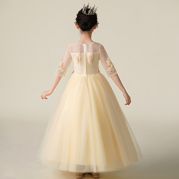 Dievčenské šaty Leto 2025 Nový štýl princeznovských tylových šiat pre dievčatá, klavírny outfit, detské spoločenské šaty, klavírne šaty