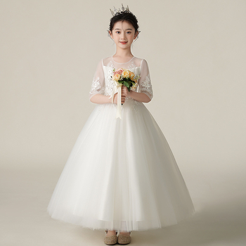 Dievčenské šaty Leto 2025 Nový štýl princeznovských tylových šiat pre dievčatá, klavírny outfit, detské spoločenské šaty, klavírne šaty