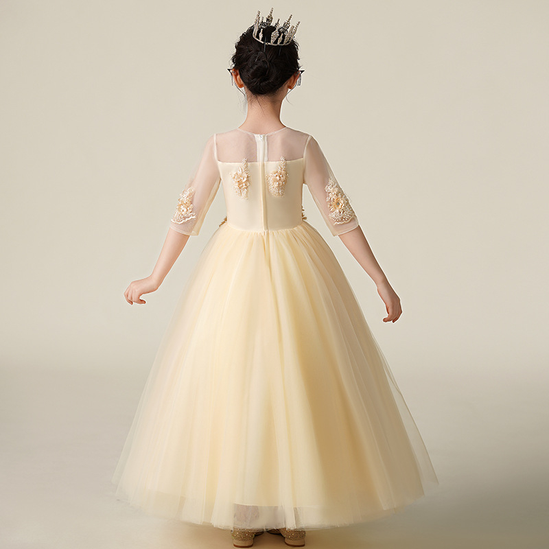 Rochie de fete vara 2025 stil nou rochie de prințesă din tul pentru fete ținută de performanță la pian rochie formală pentru copii rochie de pian