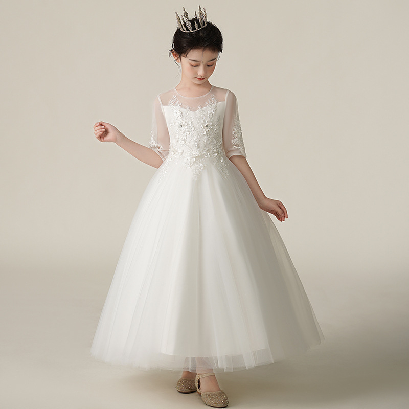 Dievčenské šaty Leto 2025 Nový štýl princeznovských tylových šiat pre dievčatá, klavírny outfit, detské spoločenské šaty, klavírne šaty
