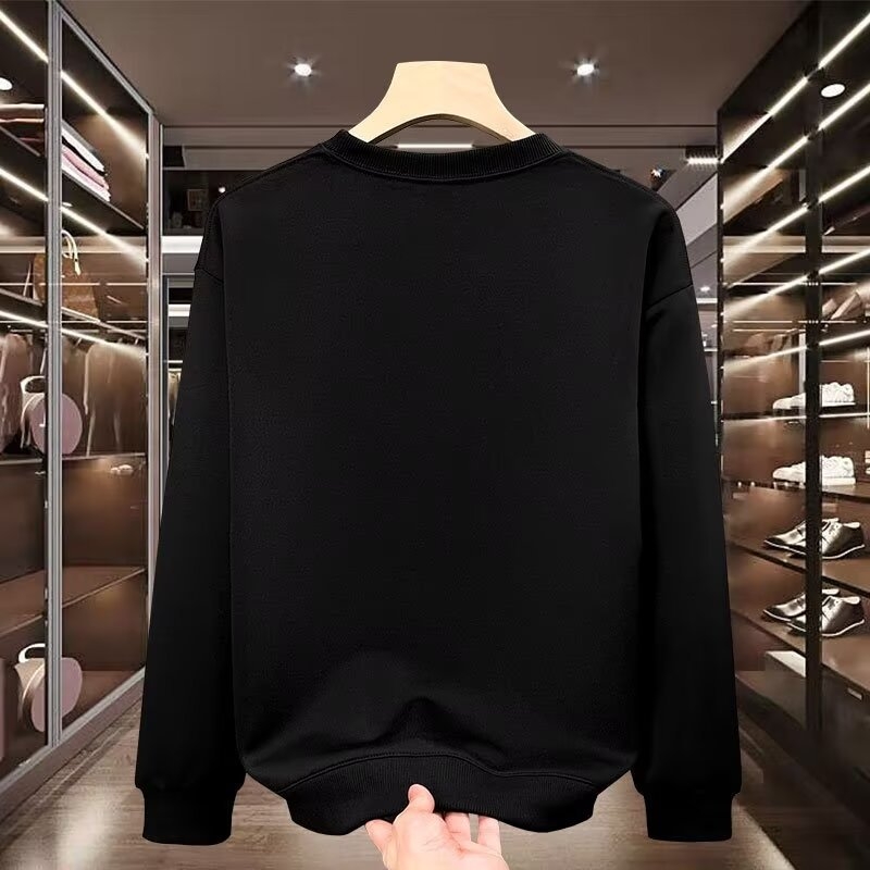 Jesenski i zimski novi trendi muški topovi s printom, modni pulover, okrugli izrez, dugi rukavi, ležerni, svestrani, moderni muški topovi s baršunom