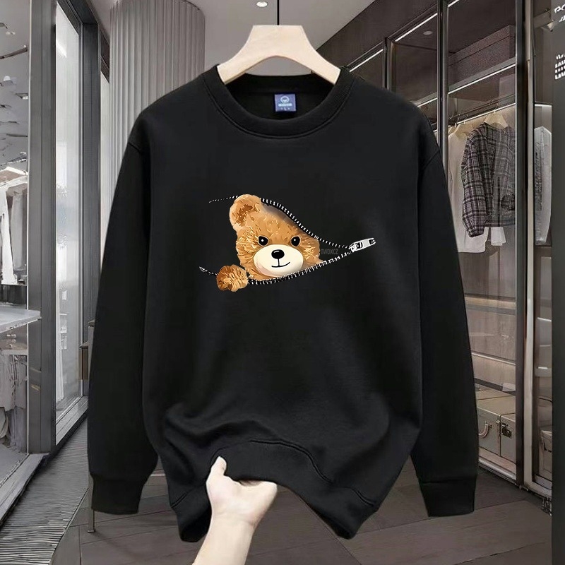 Jesenski i zimski novi trendi muški topovi s printom, modni pulover, okrugli izrez, dugi rukavi, ležerni, svestrani, moderni muški topovi s baršunom